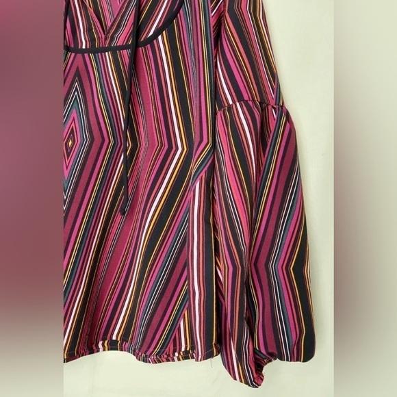 Maurices Geometric Stripe Tunic Top Tie Neck Long Sleeve Oversized - Picture 10 of 12